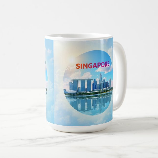 Singapur Stadt Retro-Skyline Kaffeetasse (VorderseiteRechts)