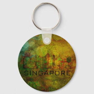 Singapur-Stadt-Skyline auf Schmutz-Hintergrund Schlüsselanhänger