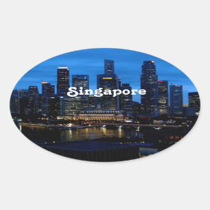 Singapur-Stadtbild Ovaler Aufkleber