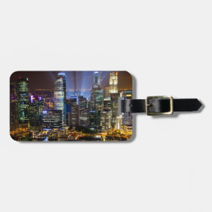 Singapur Stadtzentrum bei Nacht Gepäckanhänger
