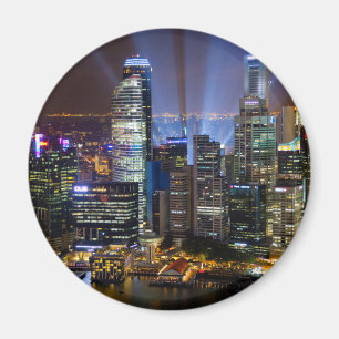 Singapur Stadtzentrum bei Nacht Magnet