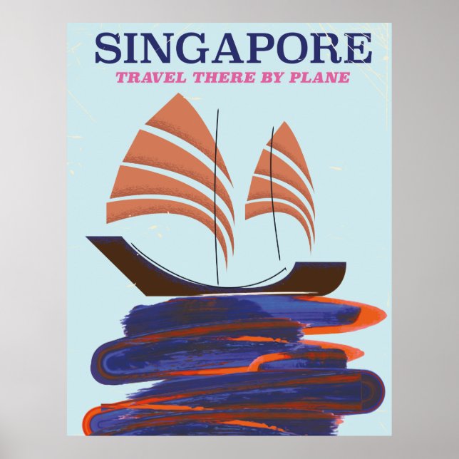 Singapur "Travel there by Flugzeug" Poster (Vorne)