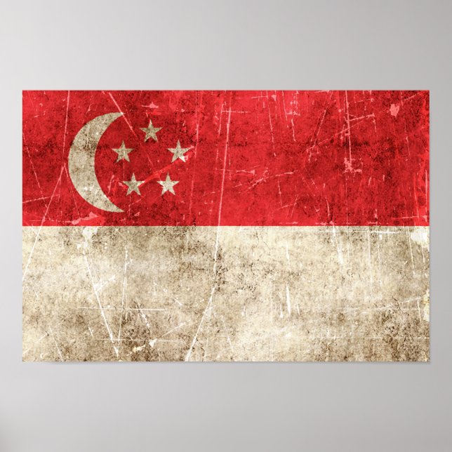 Singapur: Vintage Flagge Poster (Vorne)