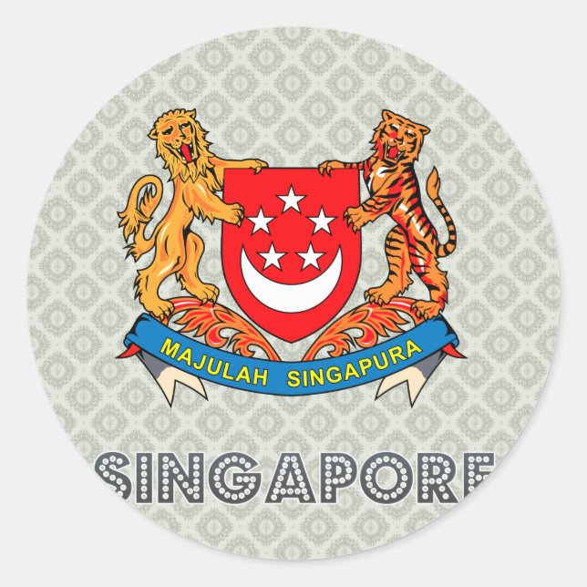 Singapur-Wappen Runder Aufkleber (Vorderseite)