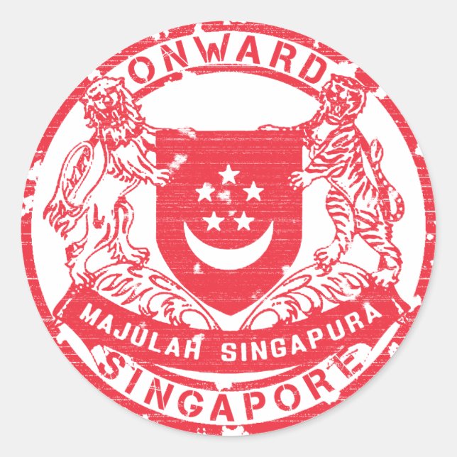 Singapur-Wappen Runder Aufkleber (Vorderseite)