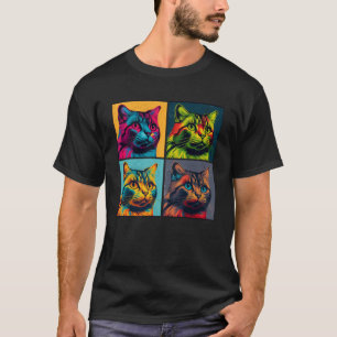 Singapura Cat Pop Illustration Colorful Animal T-Shirt