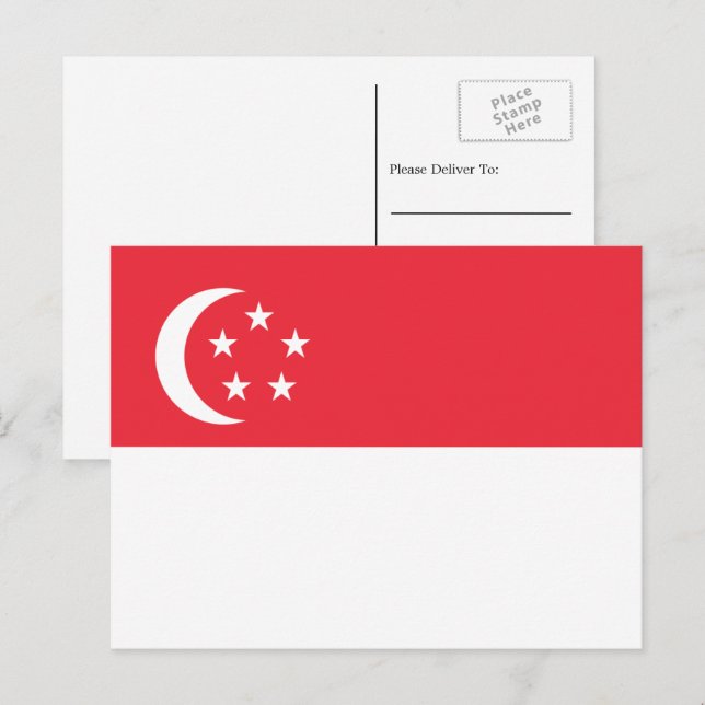 singapurische Flagge, Flagge Singapurs Postkarte (Vorne/Hinten)