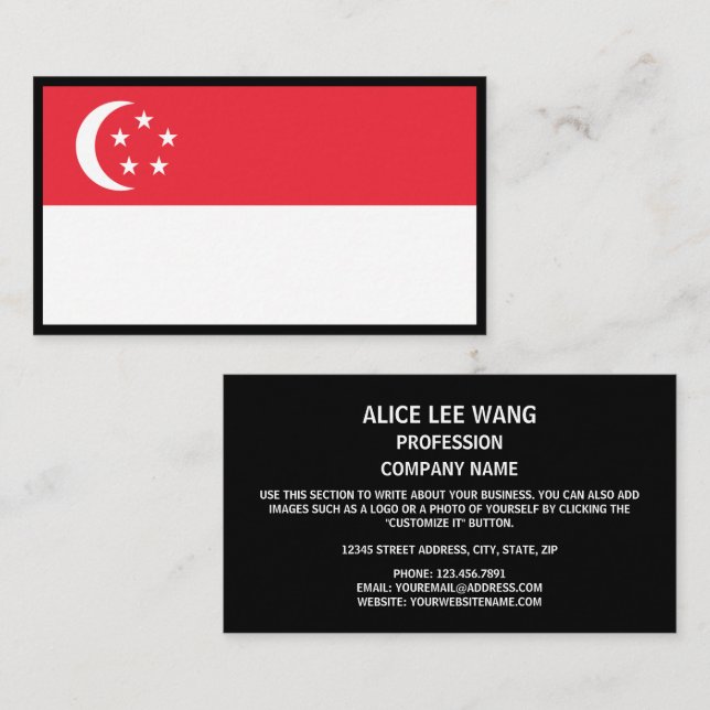 singapurische Flagge, Flagge Singapurs Visitenkarte (Vorne/Hinten)