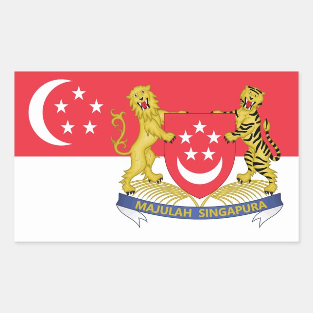 singapurische Flagge & Wappen, Flagge Singapurs Rechteckiger Aufkleber (Vorderseite)
