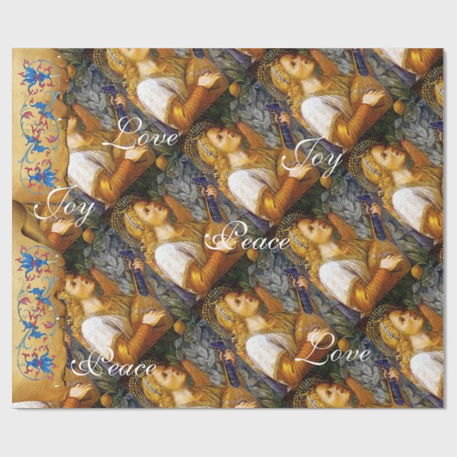 SINGCHRISTMAS ANGEL ,JOY PEACE LIEBE PARCHMENT GESCHENKPAPIER (Flach)