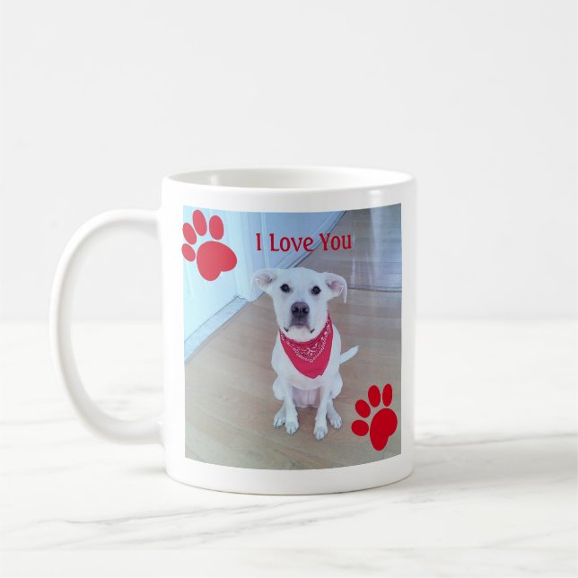 Singe 1 Foto Niedlicher Hund Paws Weihnachtsname Kaffeetasse (Links)