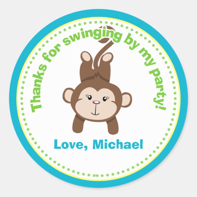 Singe Anniversaire Fête Favoriser Stickers (Devant)