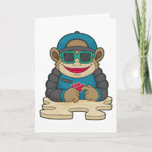 Singe au Poker avec cartes de Poker et lunettes de