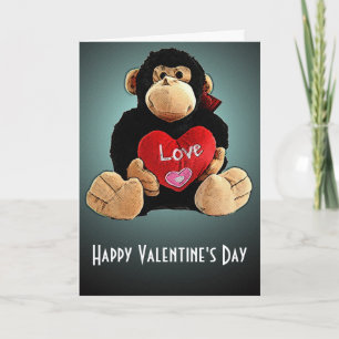 Singe autour de la carte Saint Valentin