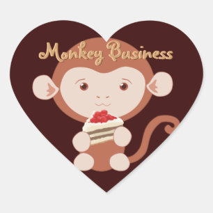 Singe avec Stickers Coeur en tranche de gâteau