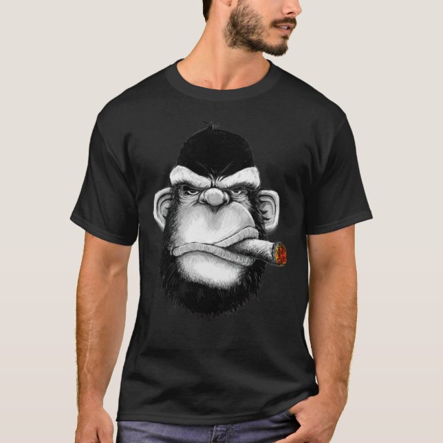 Singe de gorille avec T-shirt classique cigare (Devant)