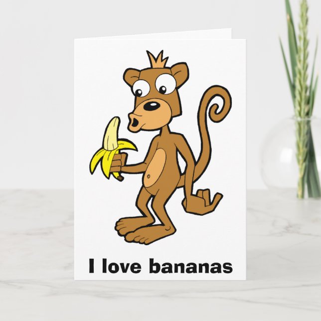 Singe et banane, j'aime des bananes. Carte de (Devant)
