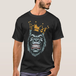 Singe fâché avec le T-shirt de couronne