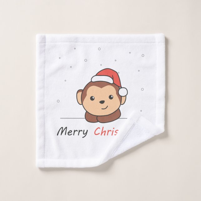 Singe Noël Neige Hiver Animaux Singes (Gant de toilette)