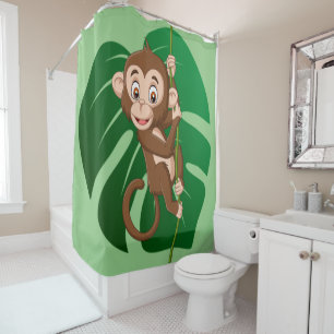 Singe sur un rideau de douche design vigne
