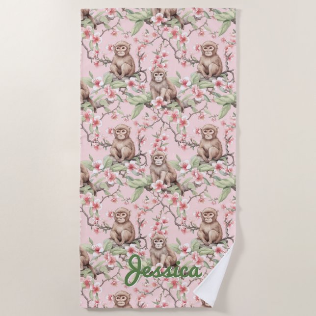 Singe tropical | Serviette de plage personnalisée  (Devant)