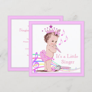 Singen Baby Shower Süße Mädchen Rosa Musik Einladung