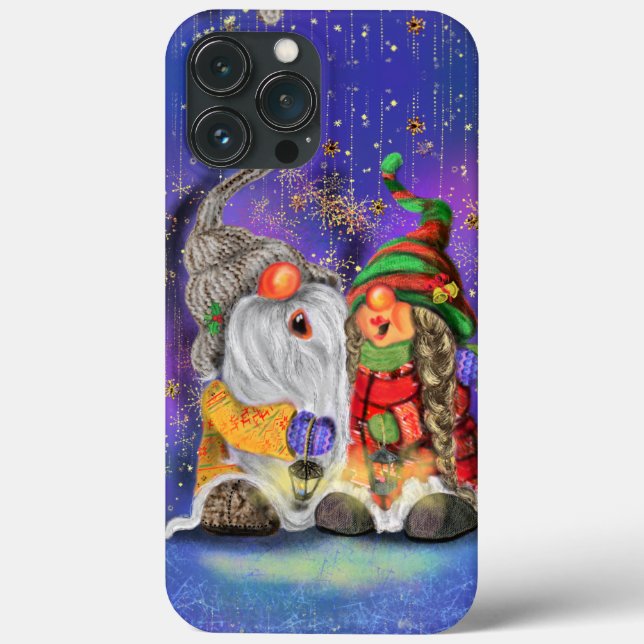 Singen glückliche Weihnachts Gnomes iPhone Case (Rückseite)