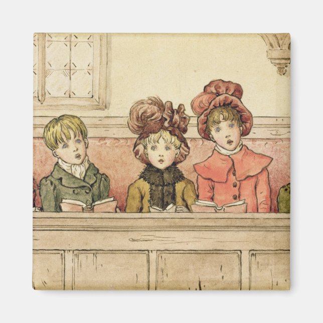 Singen in der Kirche (w/c auf Papier) Magnet (Vorne)