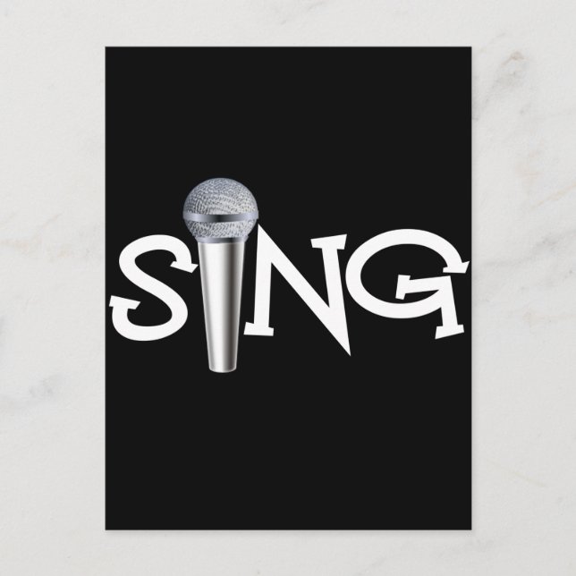 Singen mit Mikrofon Postkarte (Vorderseite)