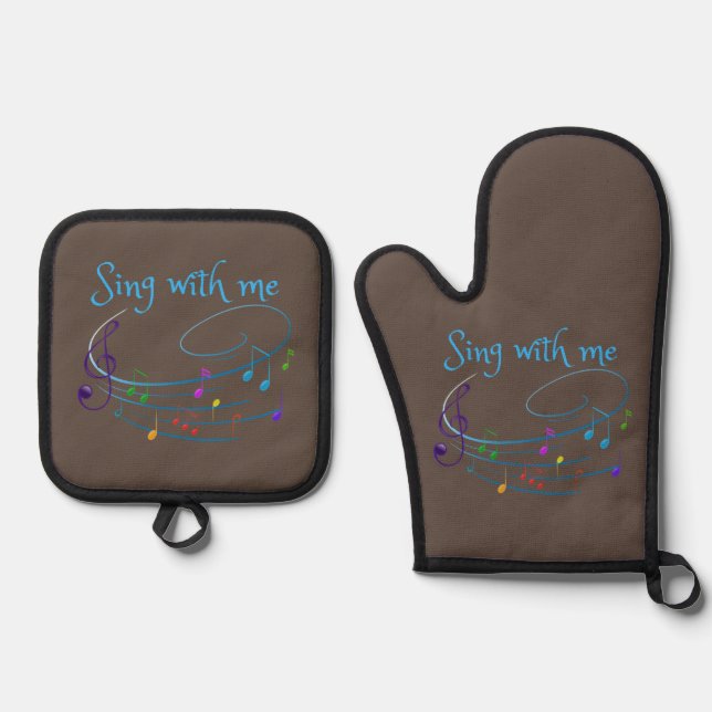 singen ofenhandschuh & Topflappen-Set (Vorderseite)