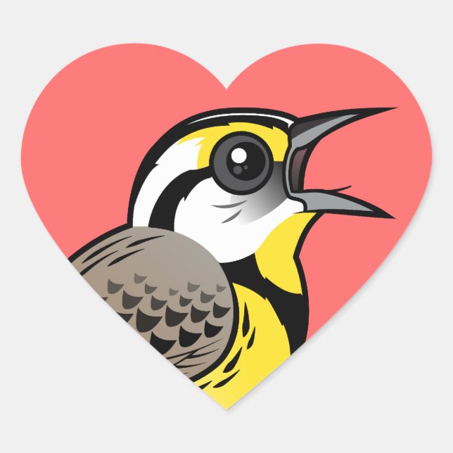 Singen östliche Meadowlark Herz-Aufkleber (Vorderseite)