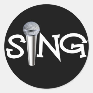 Singen Sie mit Mikrofon Runder Aufkleber