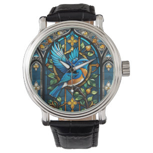 Singen von Bluebird: Festgehaltene Glasserenade Armbanduhr