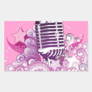 Singen von Diva Vintagen Mikrofonstars und Wirbel Rechteckiger Aufkleber