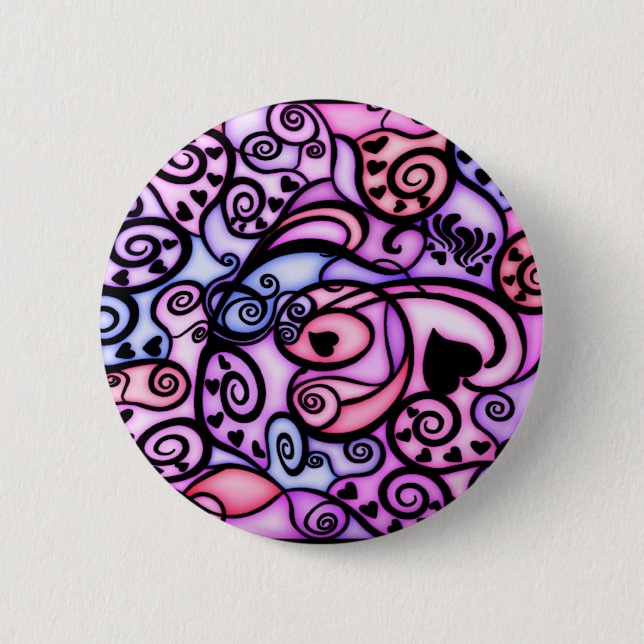 Singende Herz-Schläge, Buntglasart Button (Vorderseite)