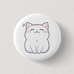 Singende Katze mit Musiknoten Kawaii Design Button