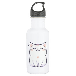 Singende Katze mit Musiknoten Kawaii Design Edelstahlflasche