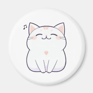 Singende Katze mit Musiknoten Kawaii Design Magnet