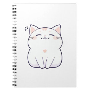 Singende Katze mit Musiknoten Kawaii Design Notizblock