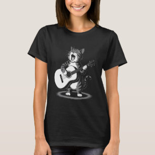 Singende Katze spielt Gitarre Lustiger Tiermusiker T-Shirt