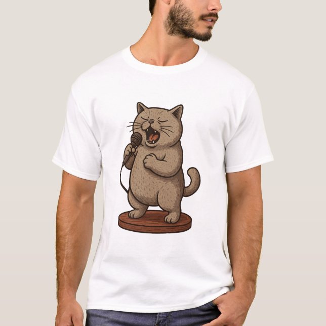 Singende Katze T-Shirt (Vorderseite)