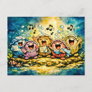 Singende Miesmuschel-Chor-Cartoon Postkarte