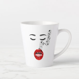    Singende Musikalische Weibliche Gesicht  Milchtasse