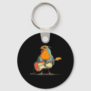 Singender Robin-Vogel-Kostüm mit E-Gitarre und Schlüsselanhänger