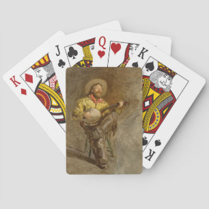 Singender spanischer Cowboy mit Banjo spielendem L Spielkarten