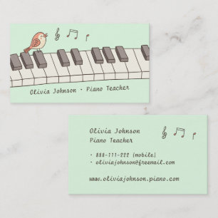 Singender Vogel auf Tastatur Musikpiano-Lehrer Visitenkarte