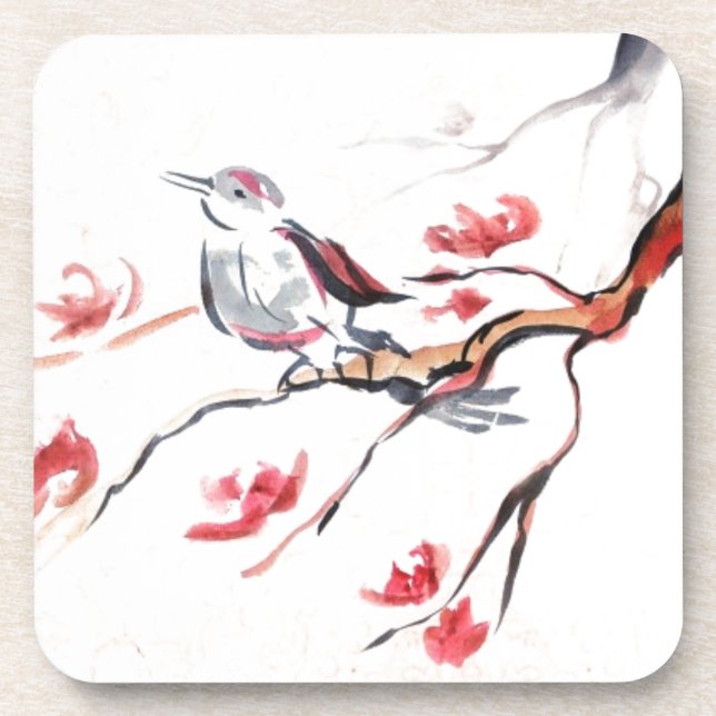 Singender Vogel Hintergrund Untersetzer (Vorderseite)