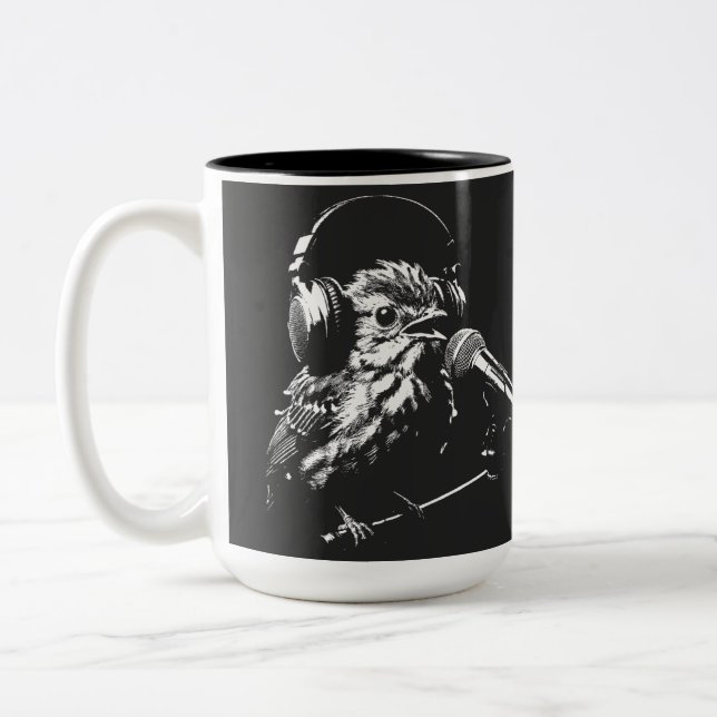 Singender Vogel Zweifarbige Tasse (Links)