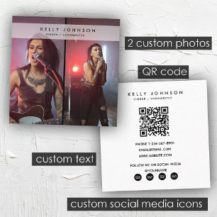 Singer Musician Songwriter 2 Fotos QR Code Quadratische Visitenkarte
