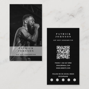 Singer Musician Songwriter Foto Hip Hop QR Code Visitenkarte